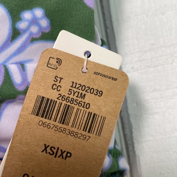 VS Pink V Crossover High-Waist Bikini Bottom Forest Pine Hibiscus - Picture 9 of 12